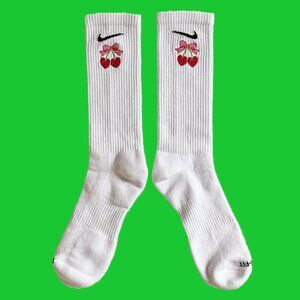 Pink Bow/Red Hearts Embroidered Socks | Customized Socks